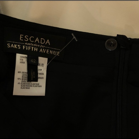 NWOT ESCADA for Saks Fifth Avenue Black Pencil Skirt w/ 2 Side Slits, Sz EUR 42 - Picture 13 of 16